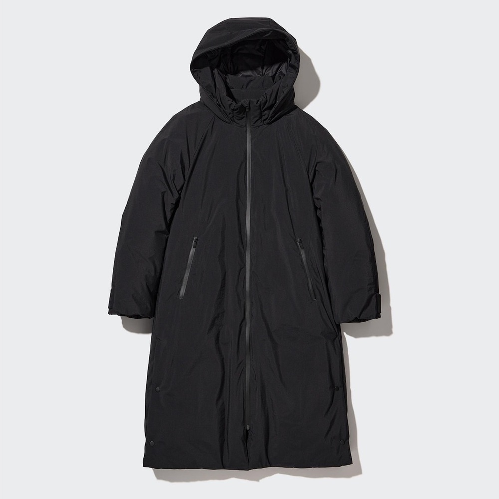 Uniqlo Black Hybrid Down Long Coat